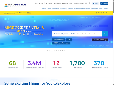 Website Screenshot of HKU School of Professional and Continuing Education