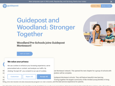 Website Screenshot of Guidepost Montessori International Pre-School (Sai Kung)